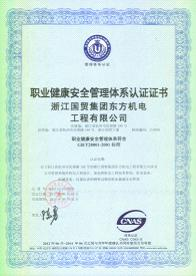ISO28001:2001 職業(yè)健康安全管理體系認(rèn)證證書(shū)